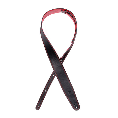 D'addario Reversible Leather Guitar Straps (BLACK RED) - Poppa's Music 