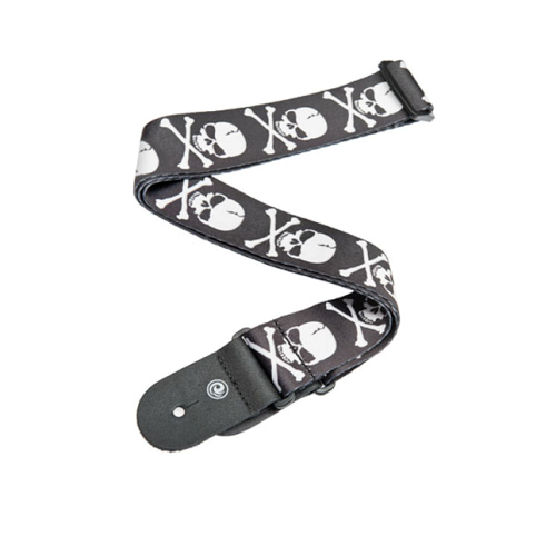 D'addario Planet Waves Skull and Cross Bone Woven Guitar Strap - Poppa's Music 