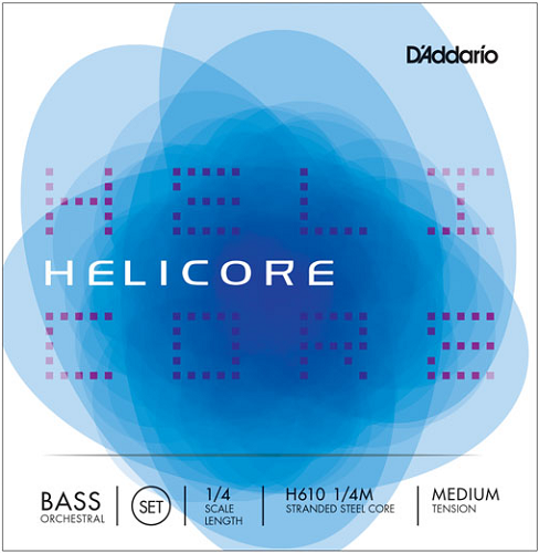 D'addario Helicore Orchestral Bass String SET, 1/4 Scale, Medium Tension - Poppa's Music 