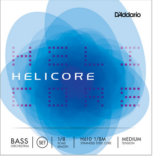 D'addario Helicore Orchestral Bass String SET, 1/8 Scale, Medium Tension - Poppa's Music 