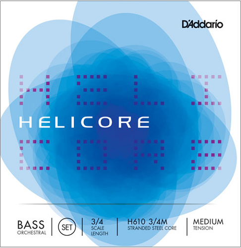 D'addario Helicore Orchestral Bass String SET, 3/4 Scale, Medium Tension - Poppa's Music 