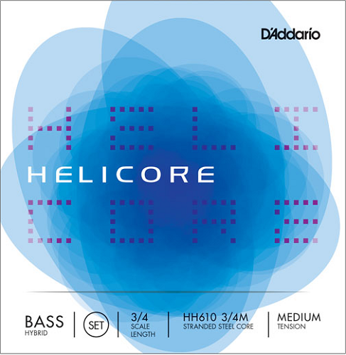 D'addario Helicore Hybrid Bass String SET, 3/4 Scale, Medium Tension - Poppa's Music 