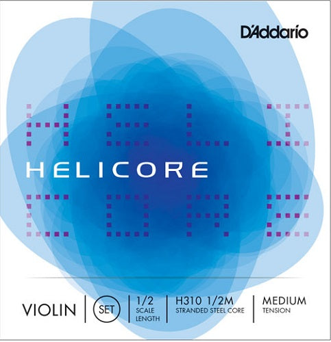 D'addario Helicore Violin String SET, 1/2 Scale, Medium Tension - Poppa's Music 