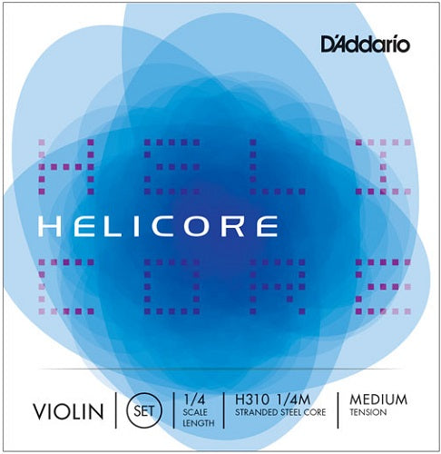 D'addario Helicore Violin String SET, 1/4 Scale, Medium Tension - Poppa's Music 