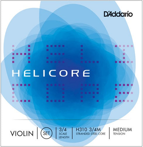 D'addario Helicore  Violin String SET, 3/4 Scale, Medium Tension - Premium Violin Strings from D'addario - Just $54.99! Shop now at Poppa's Music