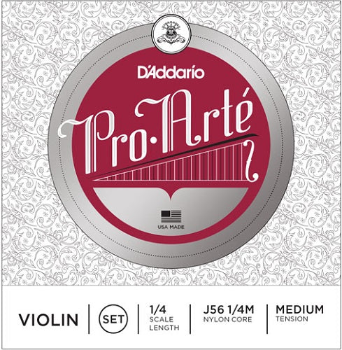 D'addario Pro-Arte Violin String SET, 1/4 Scale, Medium Tension - Poppa's Music 