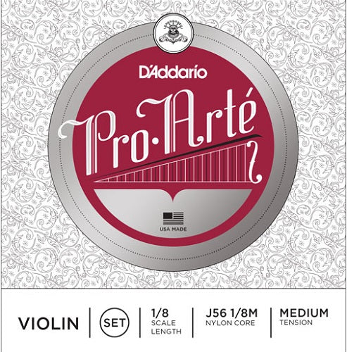 D'addario Pro-Arte Violin String SET, 1/8 Scale, Medium Tension - Poppa's Music 