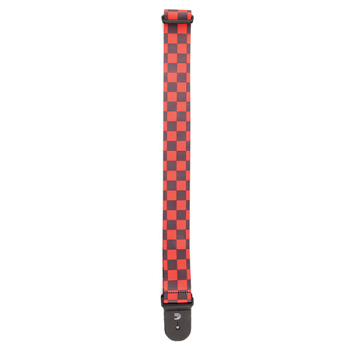 D'addario Planet Waves Black and Red Large Checkerboard Woven Guitar Strap - Poppa's Music 