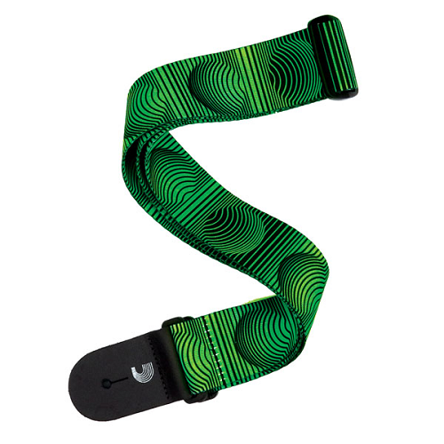 D'addario Planet Waves Optical Art Green Orbs Polyester Woven Guitar Strap - Poppa's Music 