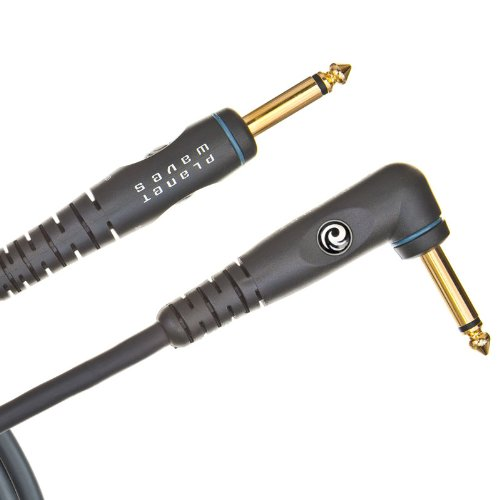 D'addario Planet Waves Gold Plated Custom Series Instrument Cable, Right Angle PLUG, 20 Feet - Poppa's Music 