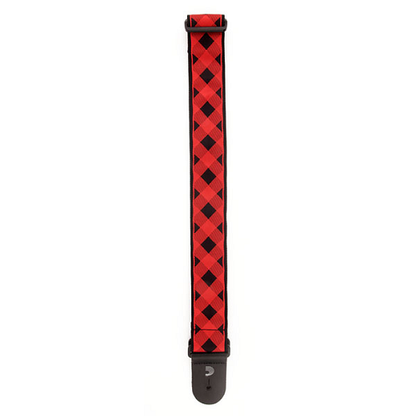 D'addario Planet Waves Americana Woven Buffalo Check Red Guitar Strap - Poppa's Music 