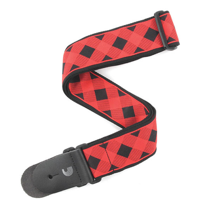 D'addario Planet Waves Americana Woven Buffalo Check Red Guitar Strap - Poppa's Music 