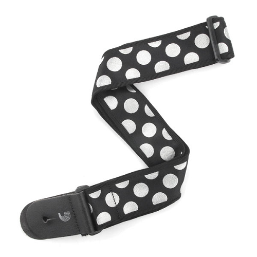 D'addario Planet Waves Black W/ Silver Large Polka Dots Woven Guitar Strap - Premium Guitar Strap from D'addario - Just $17.99! Shop now at Poppa's Music