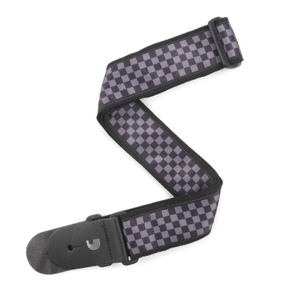 D'addario Planet Waves Checkerboard - Take It to Black Woven Guitar Strap - Poppa's Music 