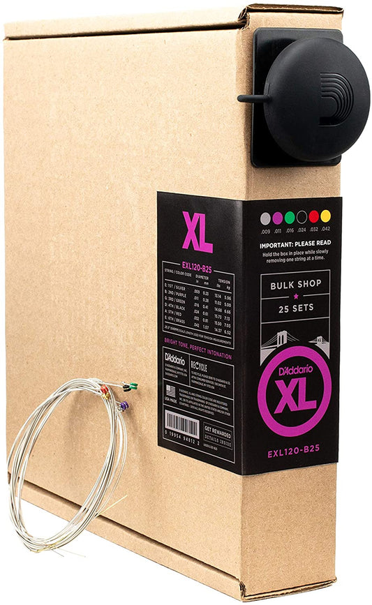 D'Addario Nickel Wound, Super Light, 9-42 Electric Guitar Strings ( 25 Sets) EXL120-B25 - Poppa's Music