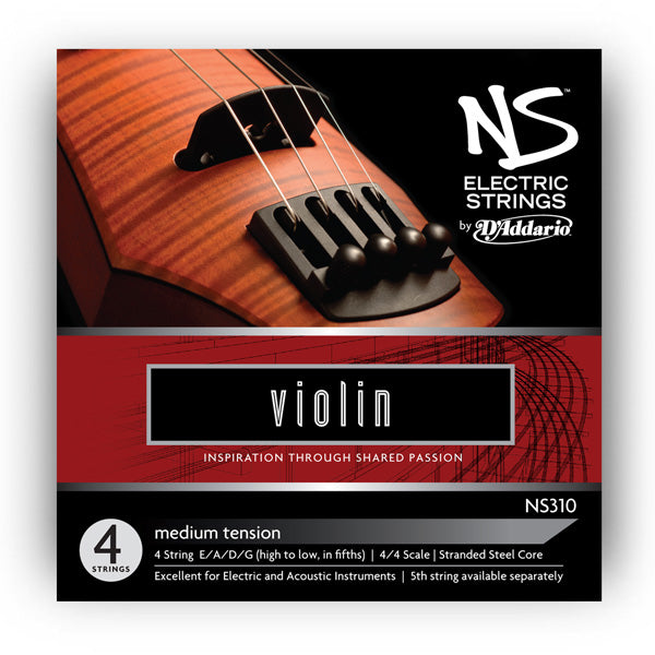 D'addario NS Electric Violin String SET, 4/4 Scale, Medium Tension - Premium Violin Strings from D'addario - Just $26.95! Shop now at Poppa's Music
