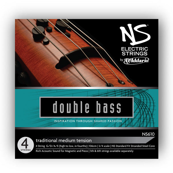 D'addario NS Electric Traditional Double Bass String SET, 3/4 Scale, Medium Tension - Poppa's Music 