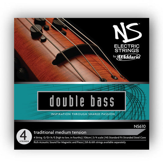 D'addario NS Electric Traditional Double Bass String SET, 3/4 Scale, Medium Tension - Poppa's Music 