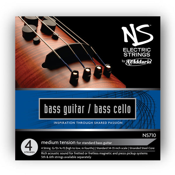D'addario NS Electric Bass/CELLO String SET, 4/4 Scale, Medium Tension - Premium Bass Strings from D'addario - Just $97! Shop now at Poppa's Music