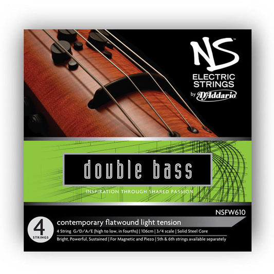 D'addario NS Electric Contemporary Double Bass String SET, 3/4 Scale, Medium Tension - Poppa's Music 