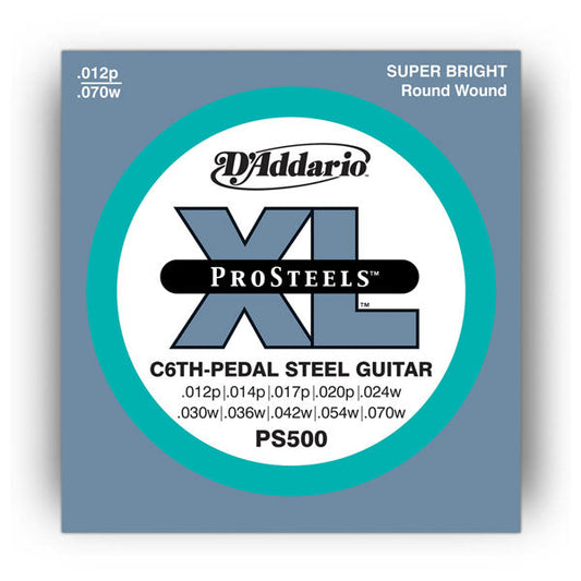 D'addario XL Prosteels Round Wound PS500 Pedal Steel Guitar StringS, C-6TH - Poppa's Music 