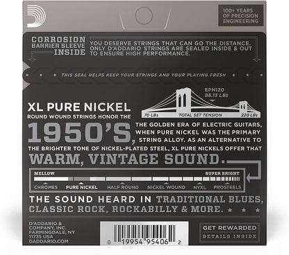 D'addario Pure NICKEL, Super Light, 9-41 Electric Guitar Strings EPN120 - Poppa's Music 