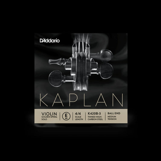 D'addario Kaplan Golden Spiral Solo Violin Single E String, 4/4 Scale, Medium Tension - Poppa's Music 