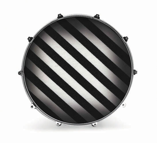Evans Fabrics Bass Drum Head - Black and White Stripes - Poppa's Music 