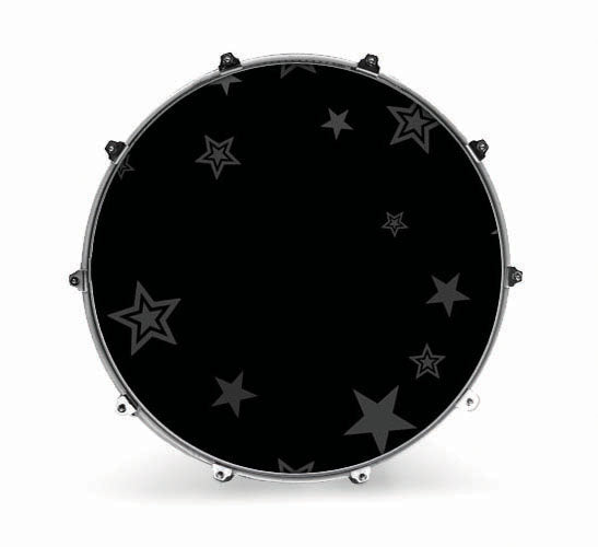 Evans Graphics Bass Drum Head - Grey Stars - Premium  from Evans - Just $88.95! Shop now at Poppa's Music