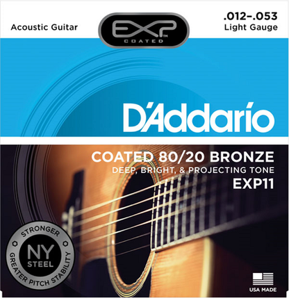 D'addario Coated 80/20 Bronze, Light, 12-53 Acoustic Guitar Strings - 25-PACK - Poppa's Music 