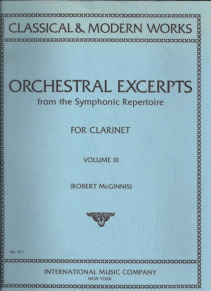 IMC BOOK - ORCHESTRAL EXCERPTS Volume III (McGINNIS) - 321 (1954) - Poppa's Music 