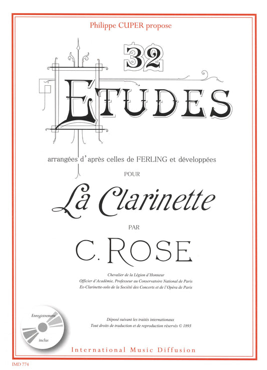 32 Etudes Pour La Clarinette w/CD - Poppa's Music 