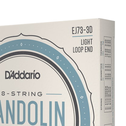 D'Addario EJ73 Mandolin Strings, Phosphor Bronze Light 10-38, 3 Sets EJ73-3D - Poppa's Music 