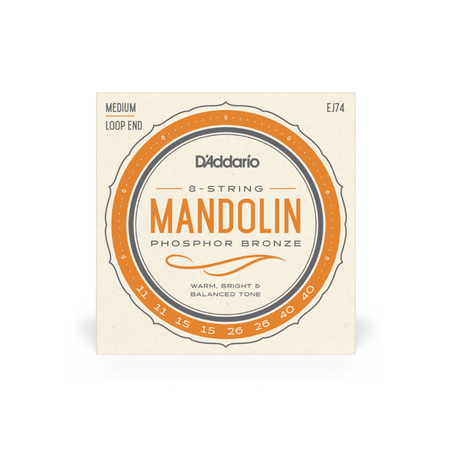 D'Addario EJ74 Phosphor Bronze Mandolin Strings,Medium,11-40 - Poppa's Music 