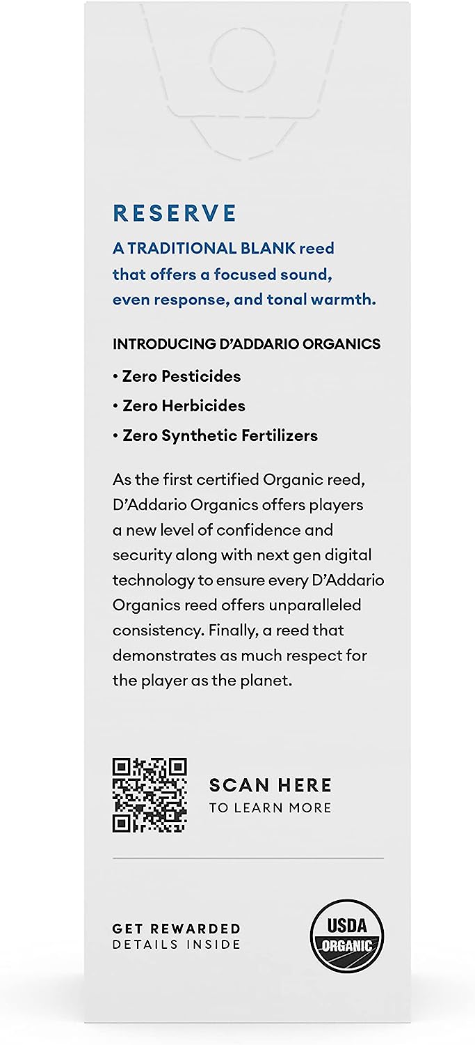 D'Addario Organic Reserve Bass Clarinet Reeds - 5 Per Box - Poppa's Music 