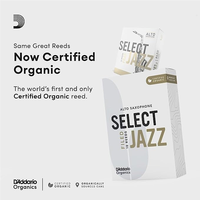 D'Addario Organic Select Jazz Filed Alto Saxophone Reeds - 10 Per Box - Poppa's Music 