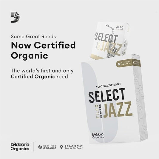 D'Addario Organic Select Jazz Filed Alto Saxophone Reeds - 10 Per Box - Poppa's Music 