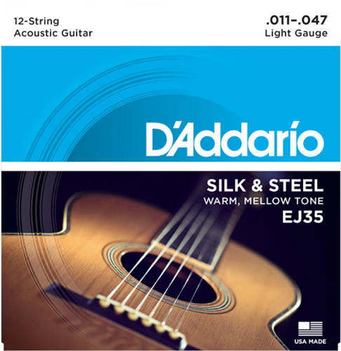 D'addario Silk & Steel 12-String FOLK, Light, 11-47 Acoustic Gutiar Strings - Poppa's Music