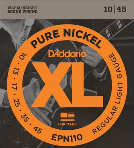 D'addario XL Pure NICKEL, Regular Light, 10-45 Electric Guitar Strings - Poppa's Music 