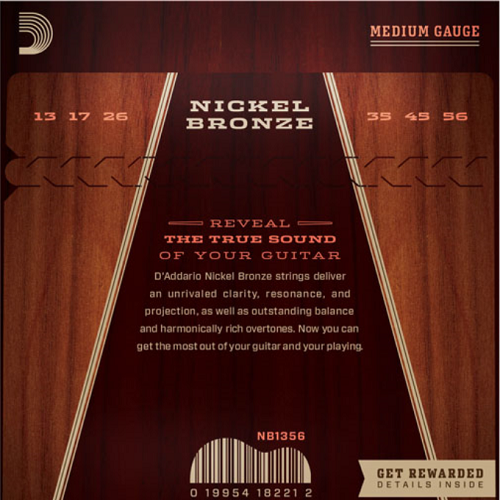 D'addario Nickel Bronze, Medium, 13-56 Acoustic Guitar Strings - Poppa's Music 