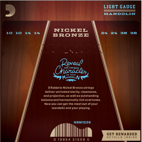 D'addario Nickel Bronze, Light, 10-39 Mandolin Strings - Poppa's Music 